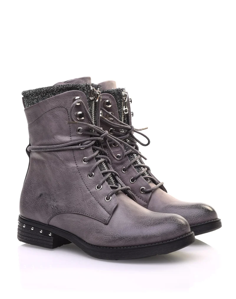 Chaussures montantes à lacets grises