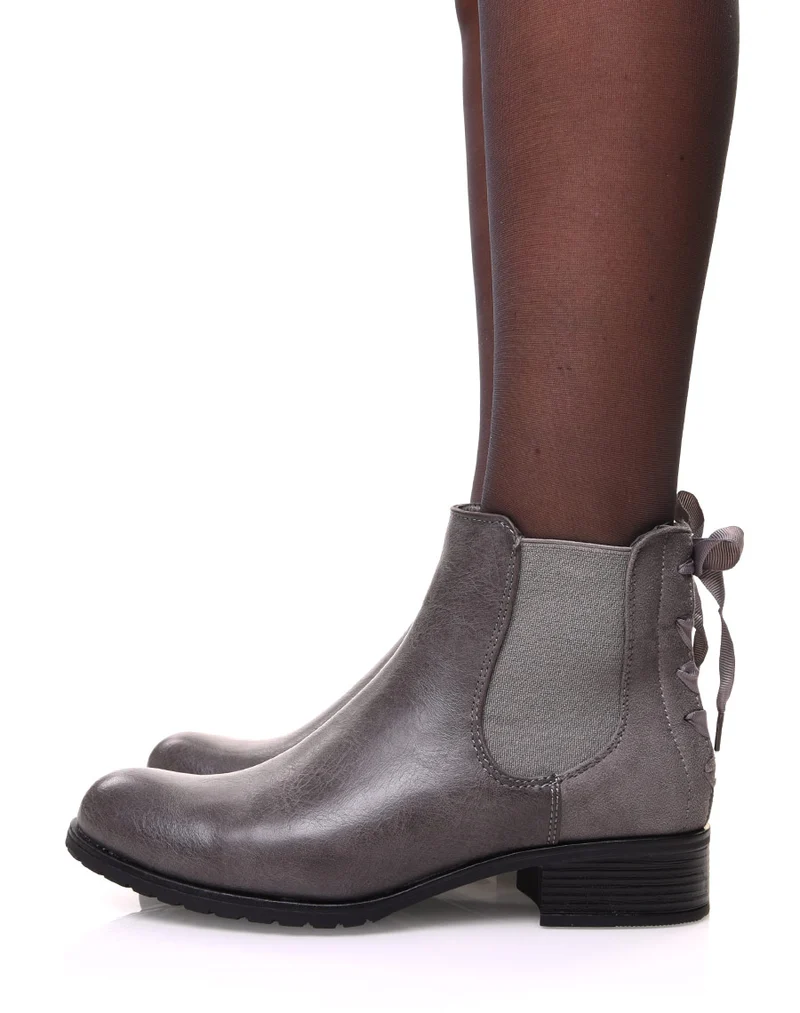 Chelsea boots grises à noeud