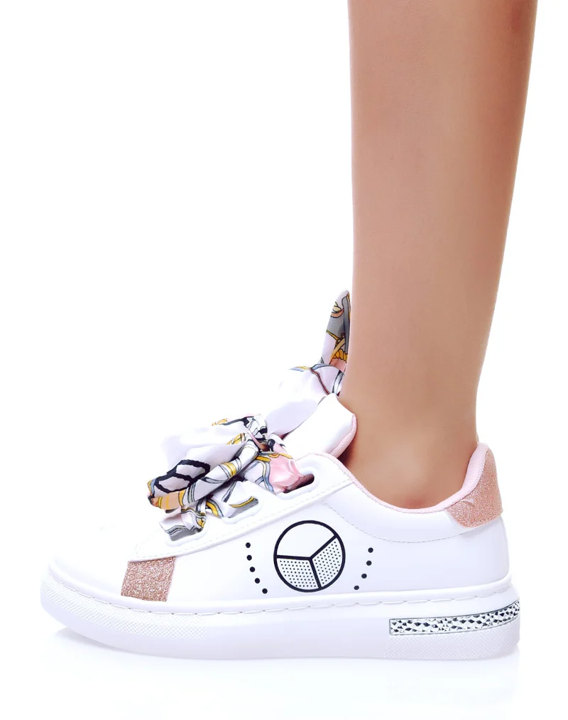 Baskets bicolores blanches et roses