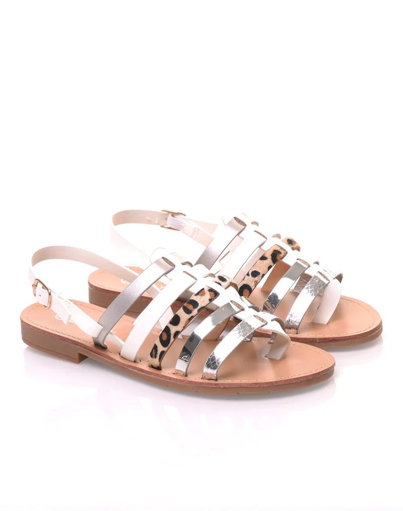 Nu-pieds multi-lanières blancs