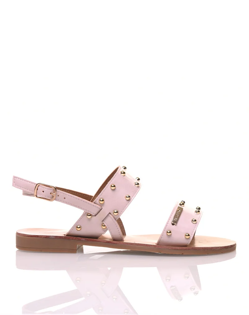 Nu-pieds roses cloutés or