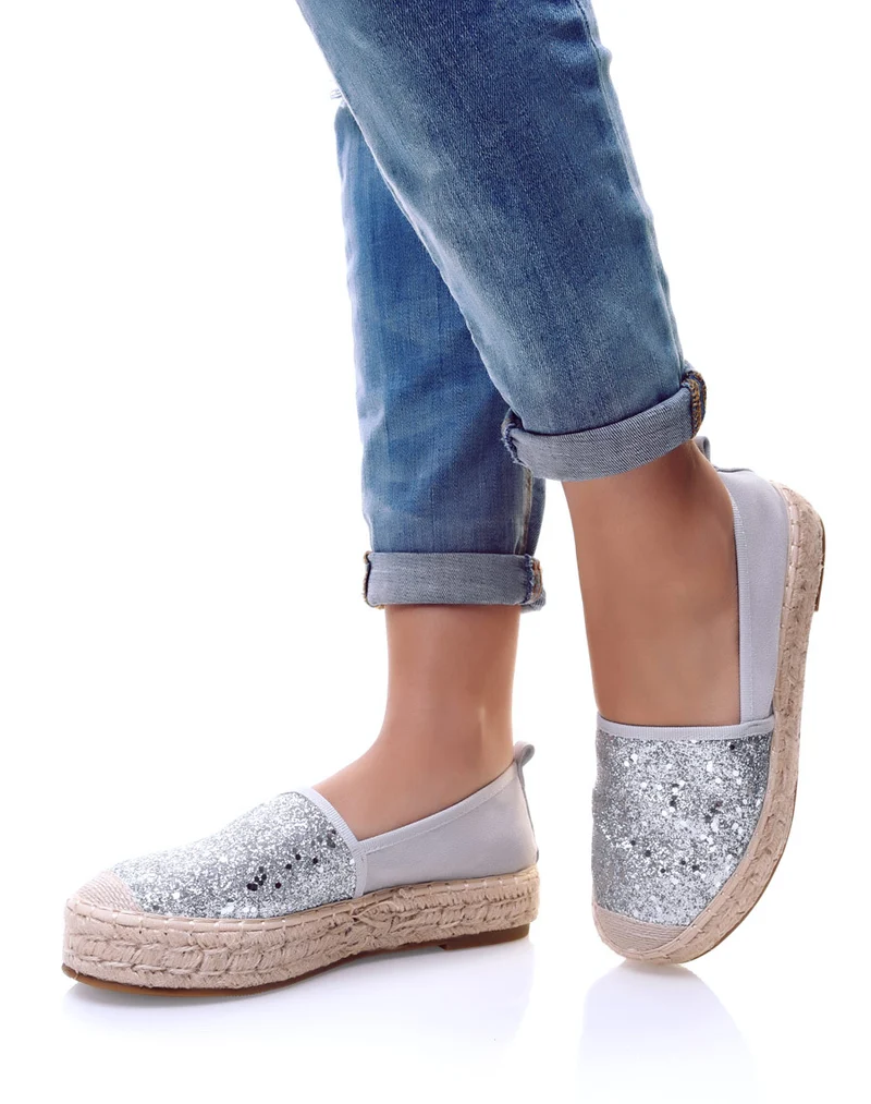 Espadrilles pailletées argent