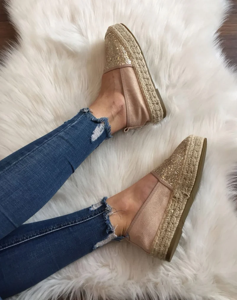 Espadrilles pailletées champagne