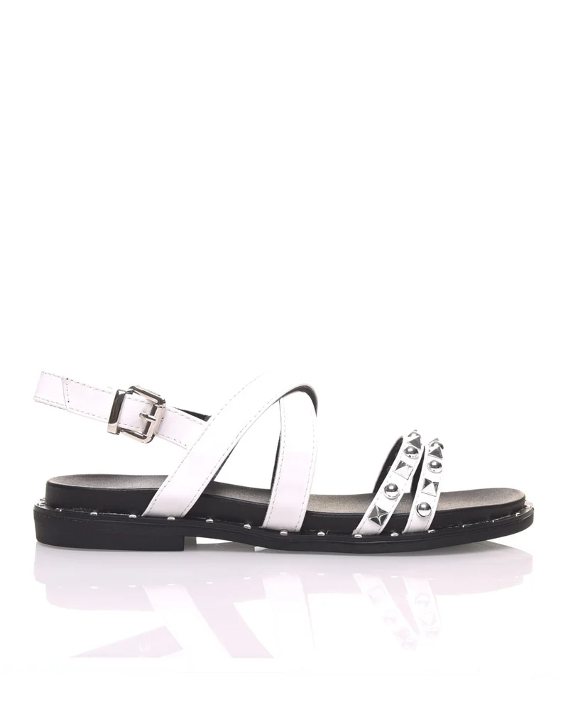 Nu pieds à brides cloutés blanches