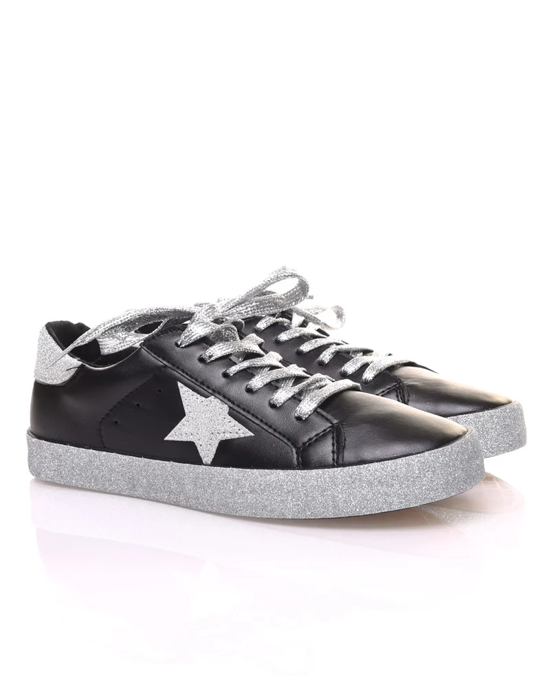 Sneakers noires à paillètes grises