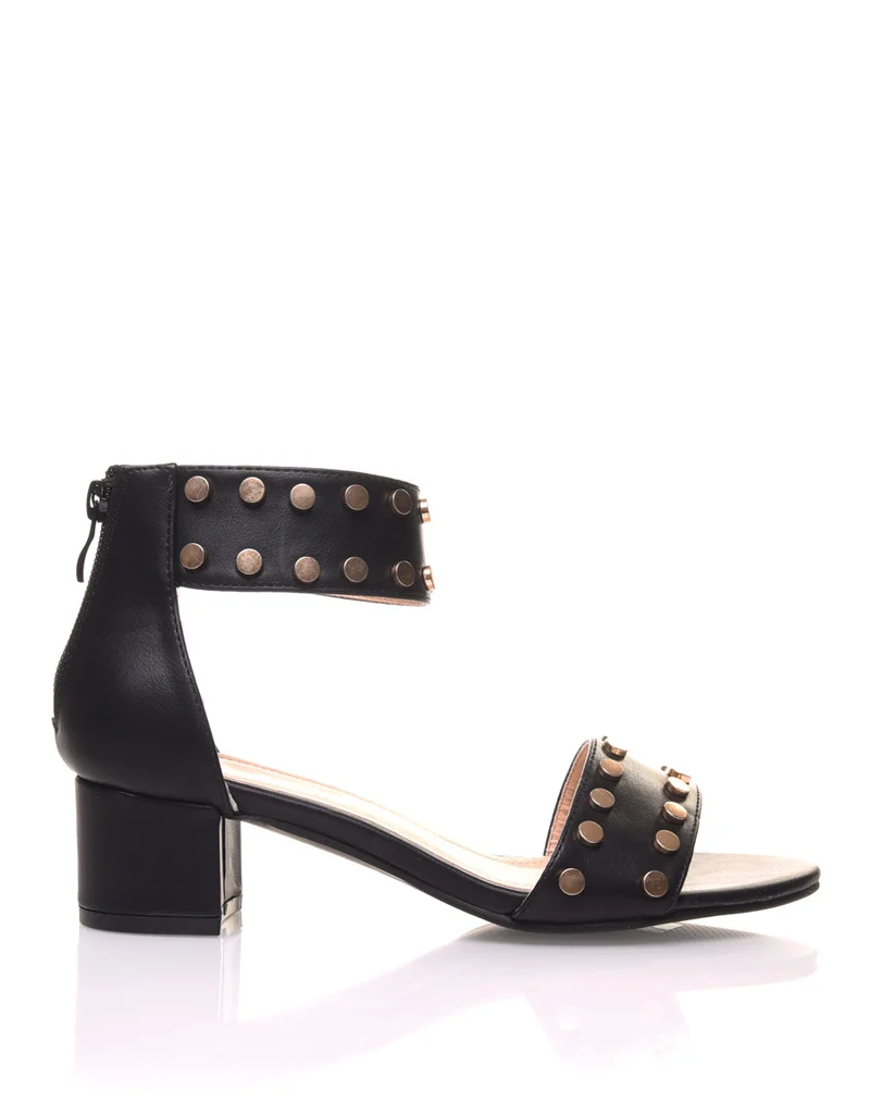 Sandales talon carré clouté noires