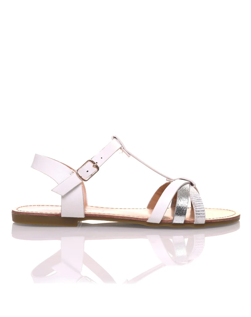 Nu-pieds multi brides accrochés blanches