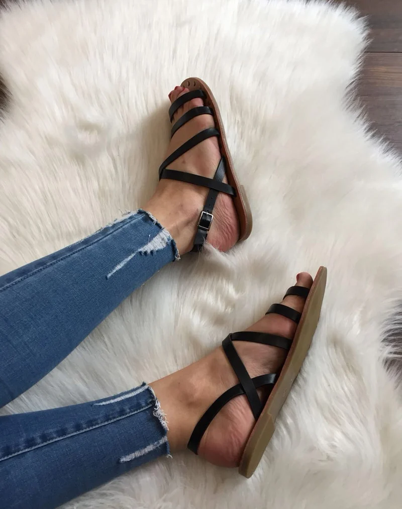 Nu pieds multi bride noirs