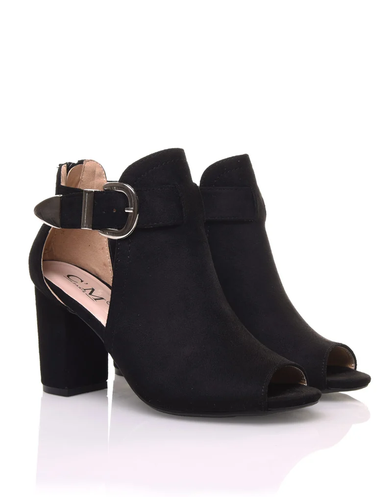 Sandales à talons en suédine noires