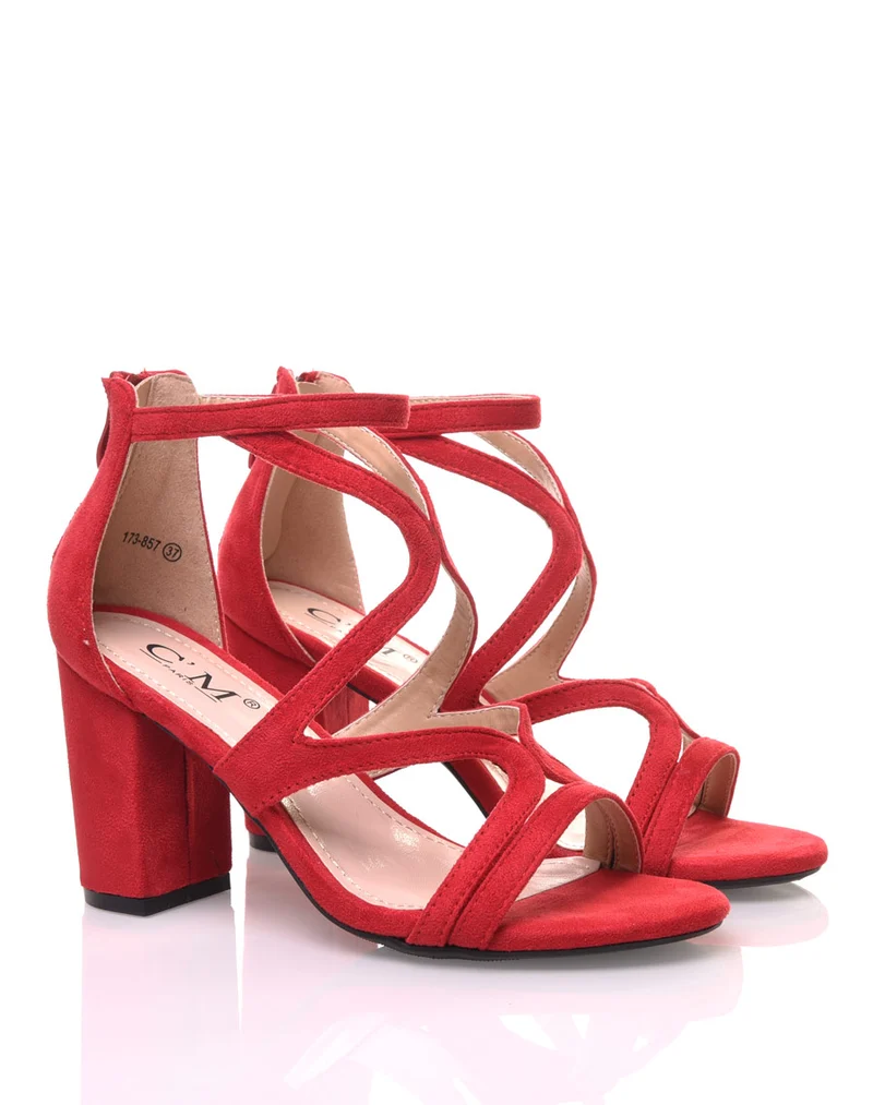 Sandales ouvertes rouge