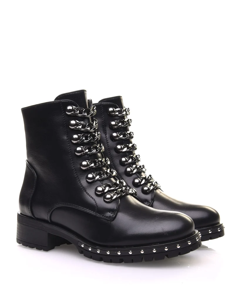 Bottines noires avec chaines