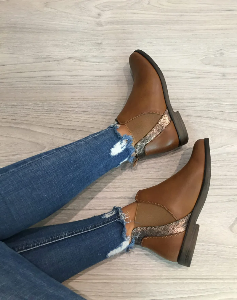 Bottines camel plates métallisées