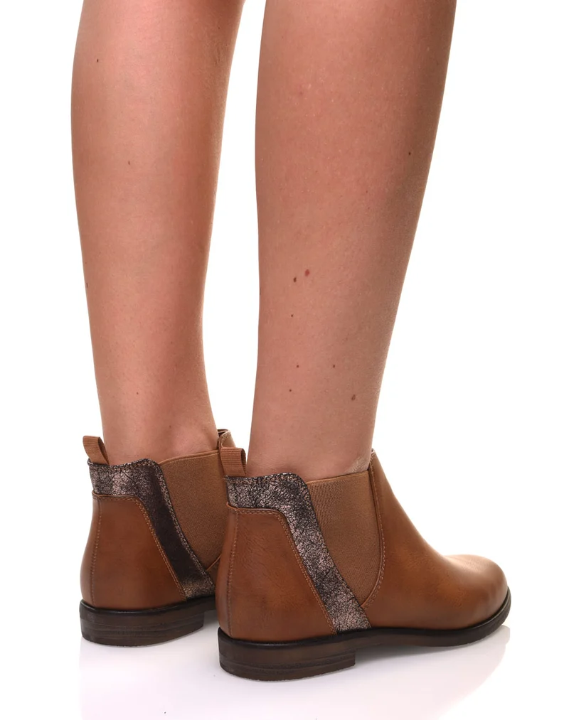 Bottines camel plates métallisées