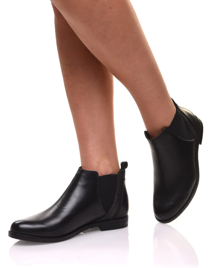 Bottines noires plates métallisées