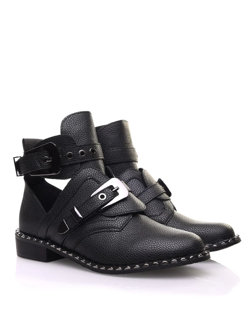 Bottines noires ajourées semelles cloutées