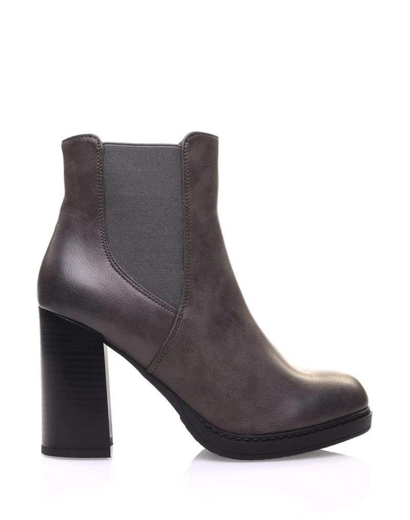 Bottines grises semi-montantes élastiques