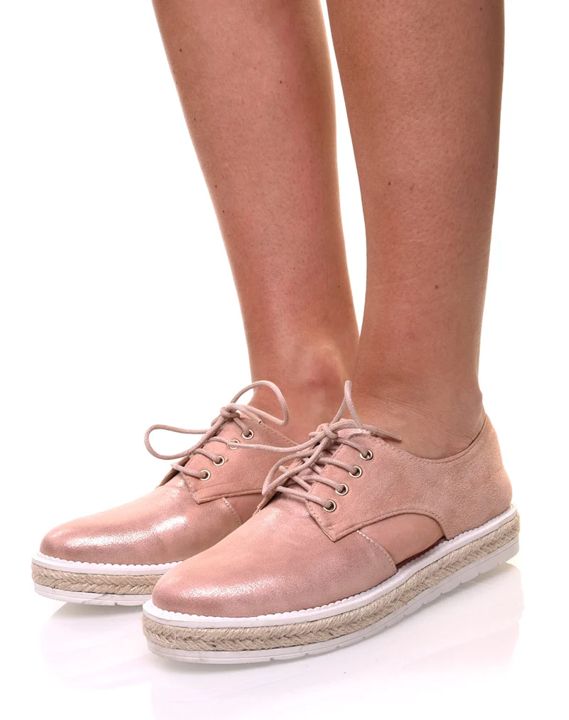 Derbies roses avec semelle épaisse