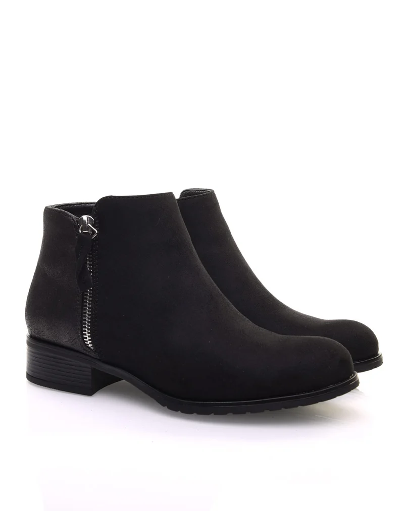 Bottines noires bi-matières