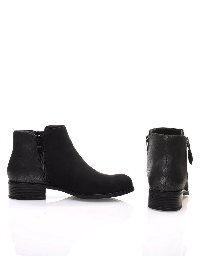 Bottines noires bi-matières