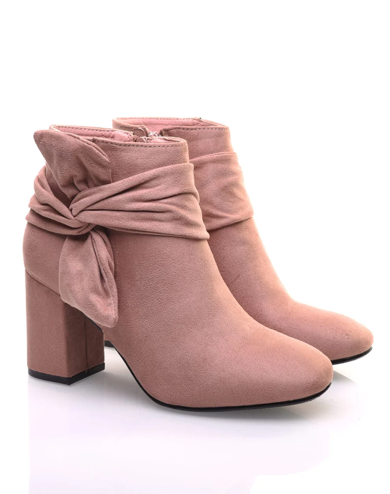 Bottines roses à n?ud