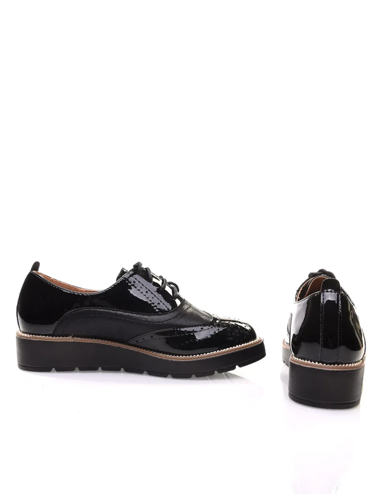 Derbies noires vernis bi matières