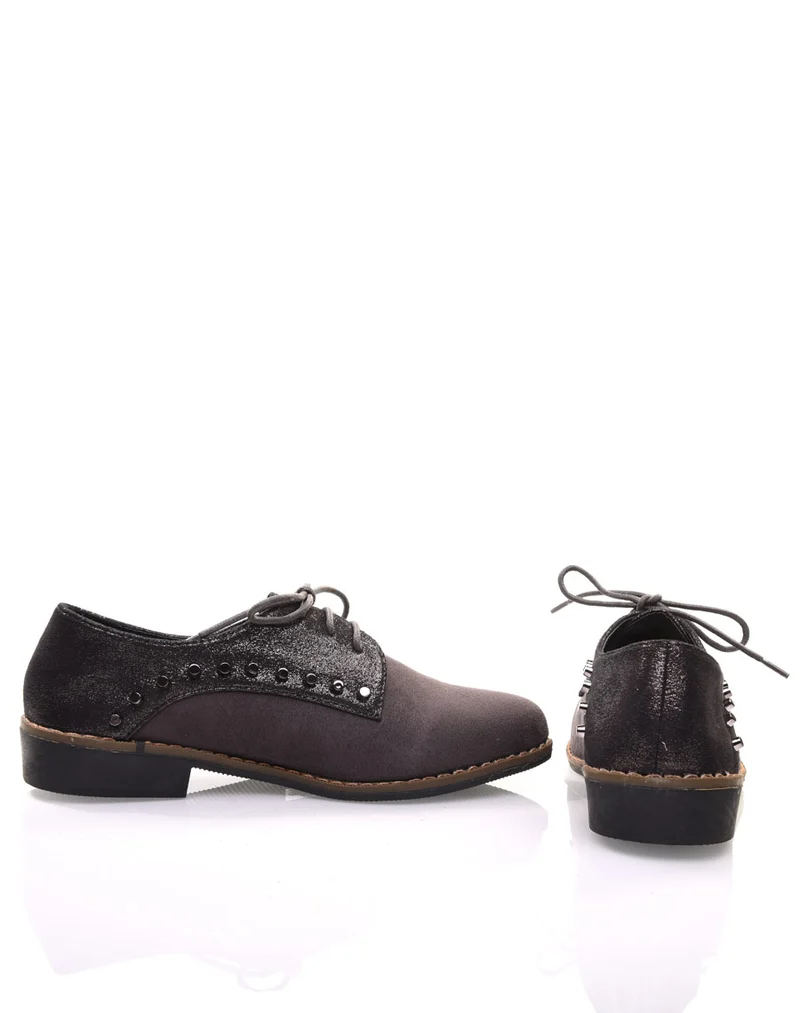 Derbies grises cloutées bi matières