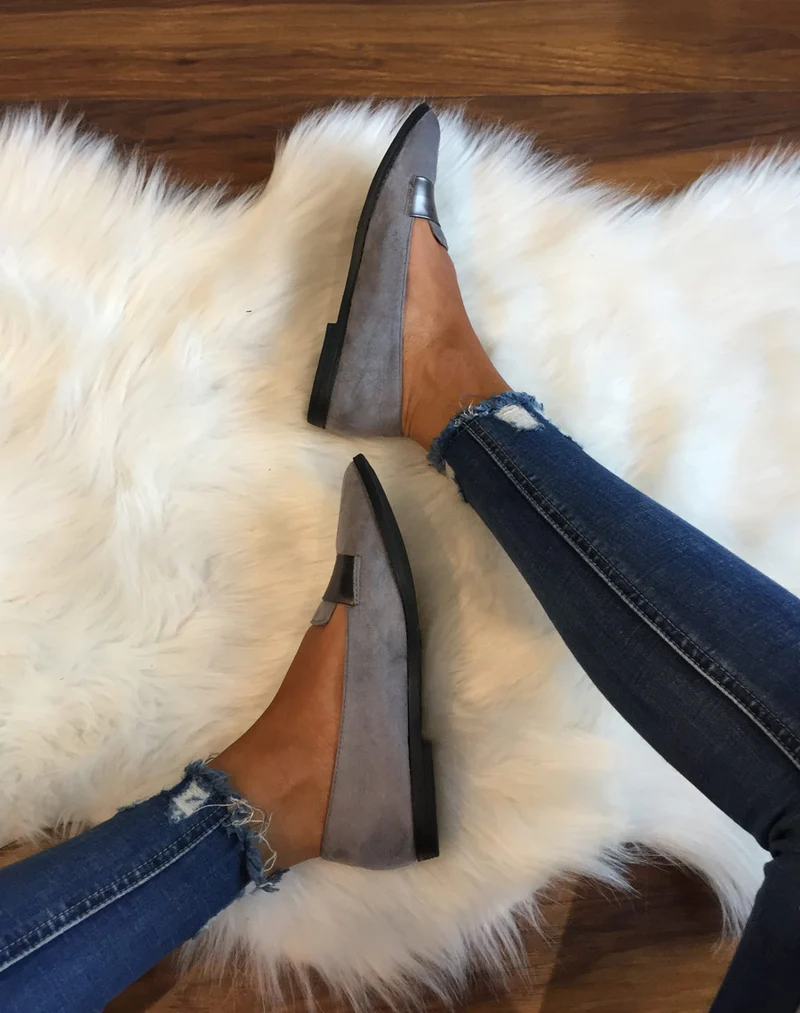 Ballerines grises bi matières