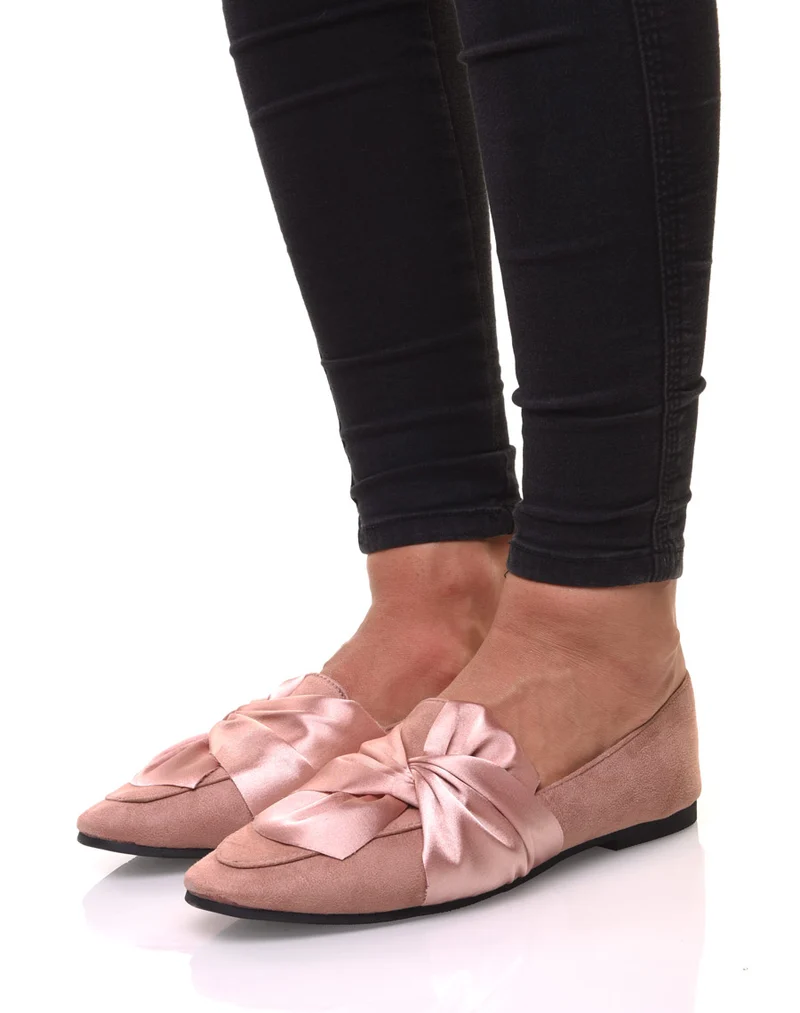 Slippers roses à noeud