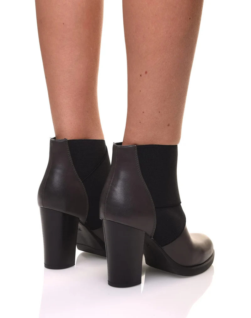Bottines grises à talons bi matières