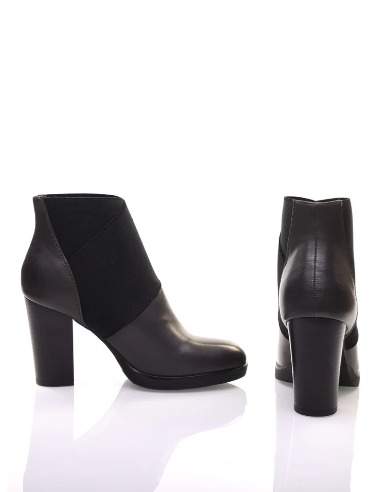 Bottines grises à talons bi matières