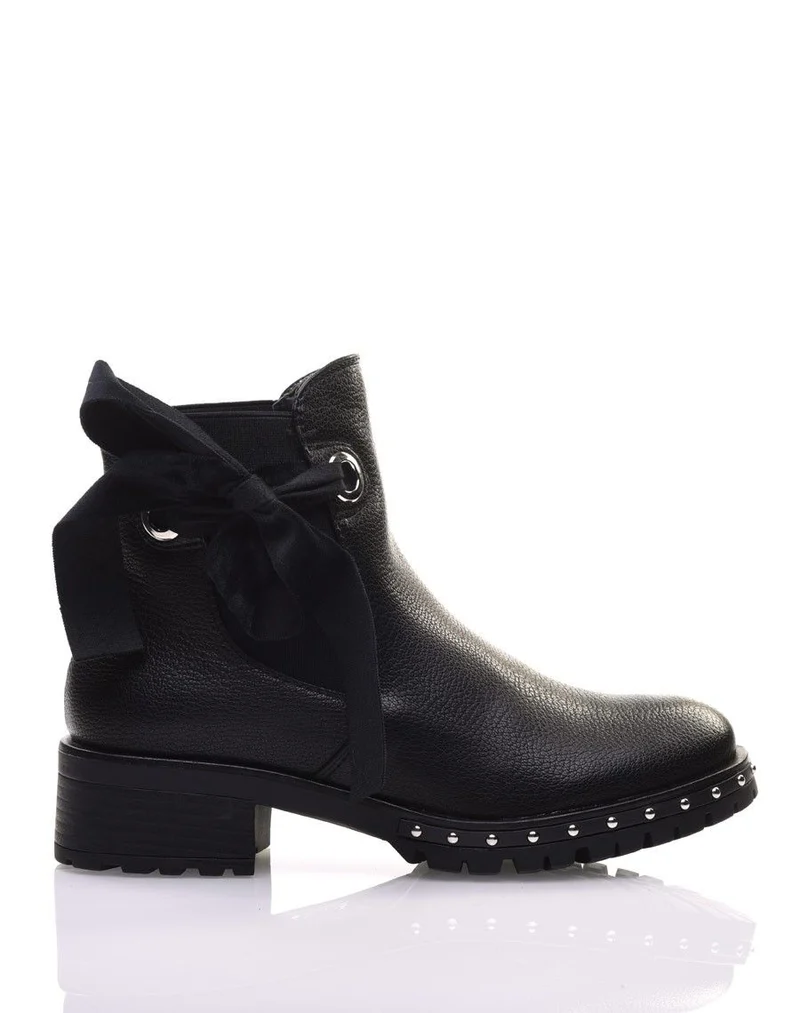 Bottines noires à noeud