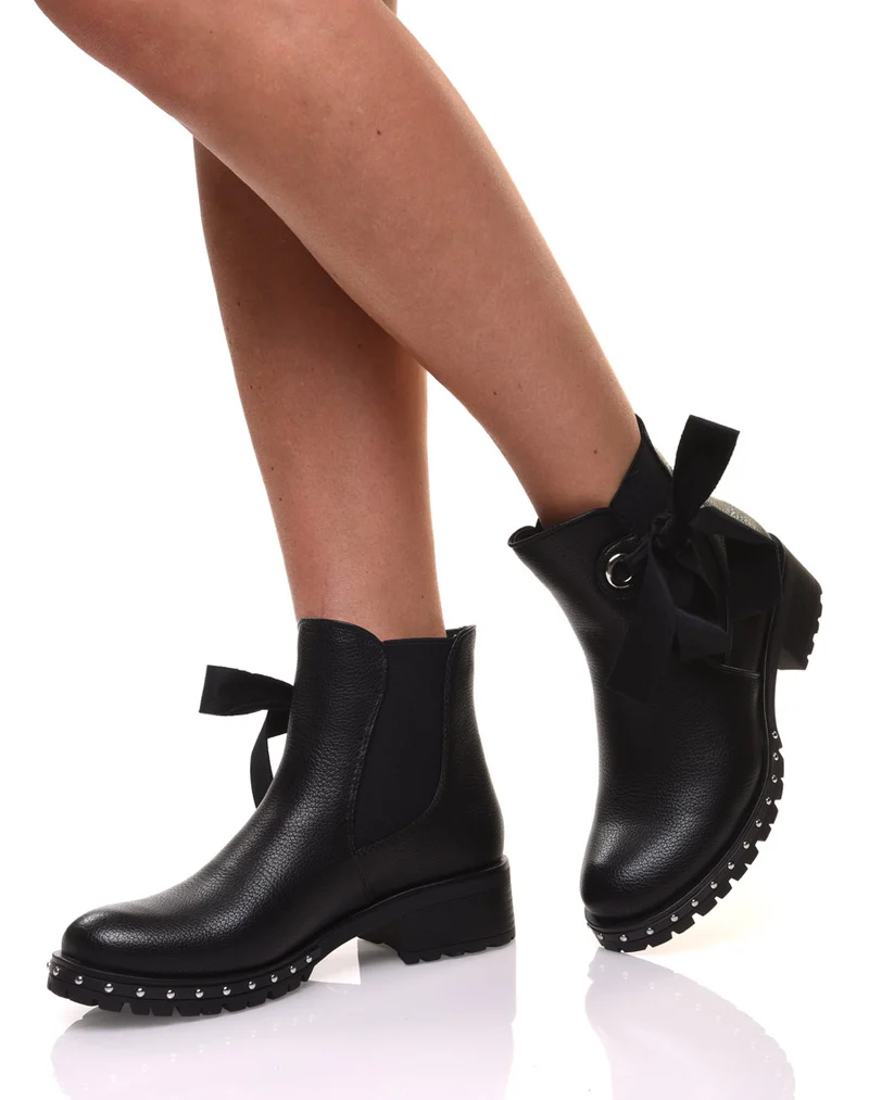 Bottines noires à noeud