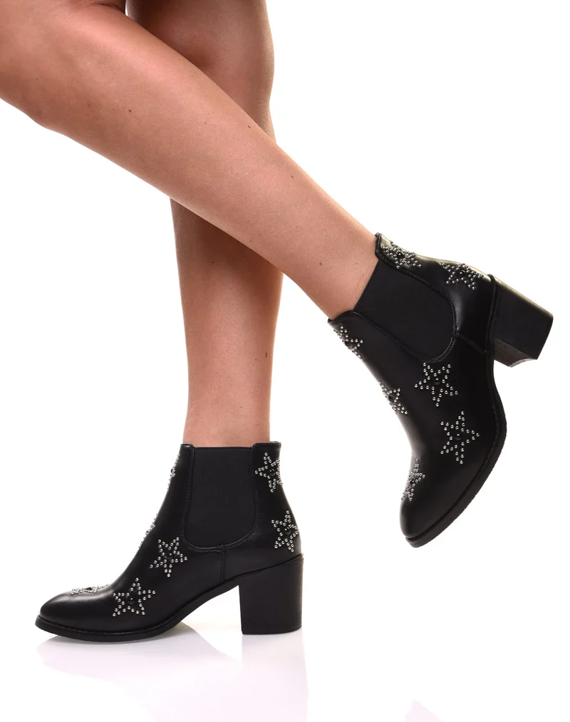 Bottines noires à talons épais