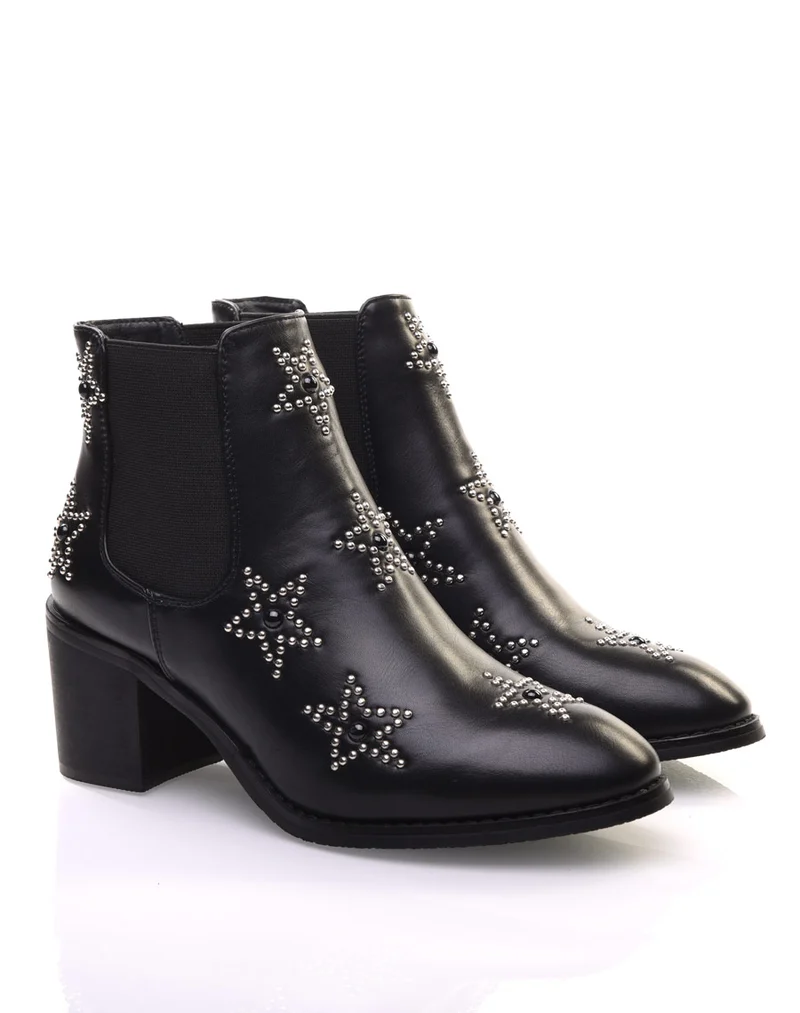 Bottines noires à talons épais