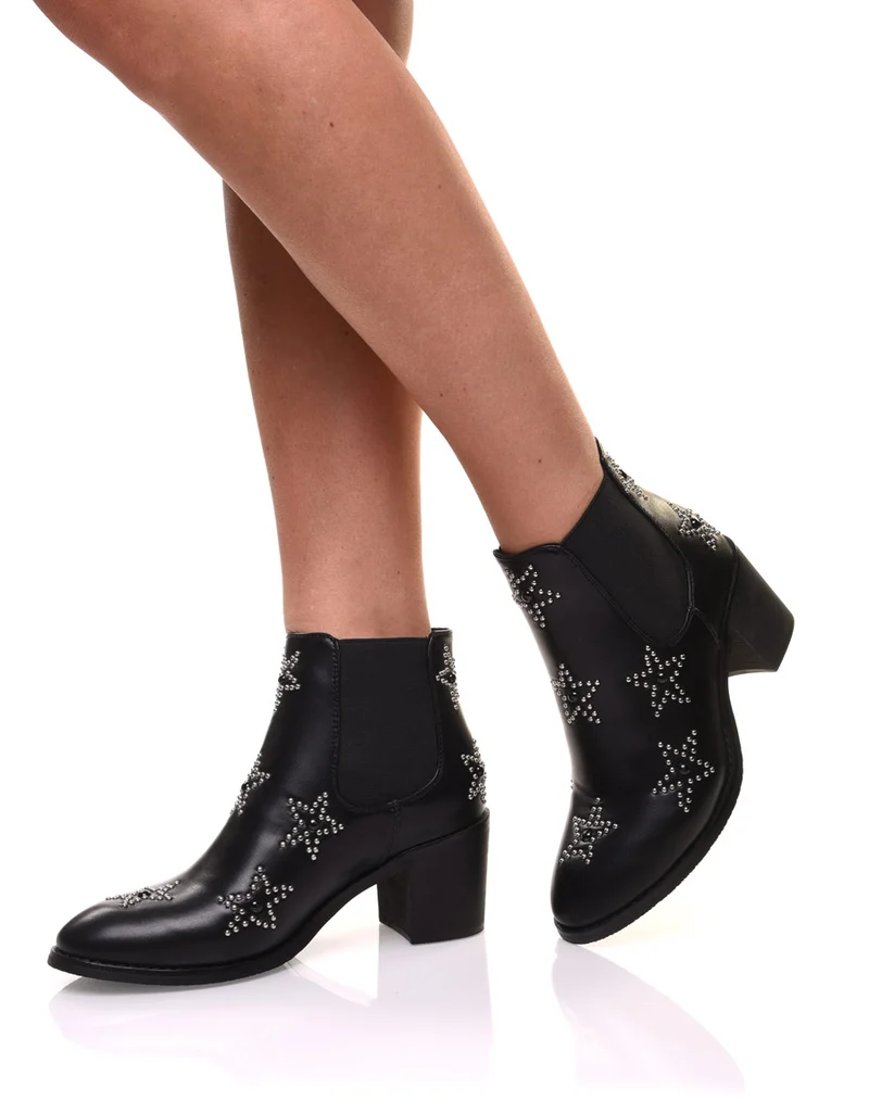 Bottines noires à talons épais