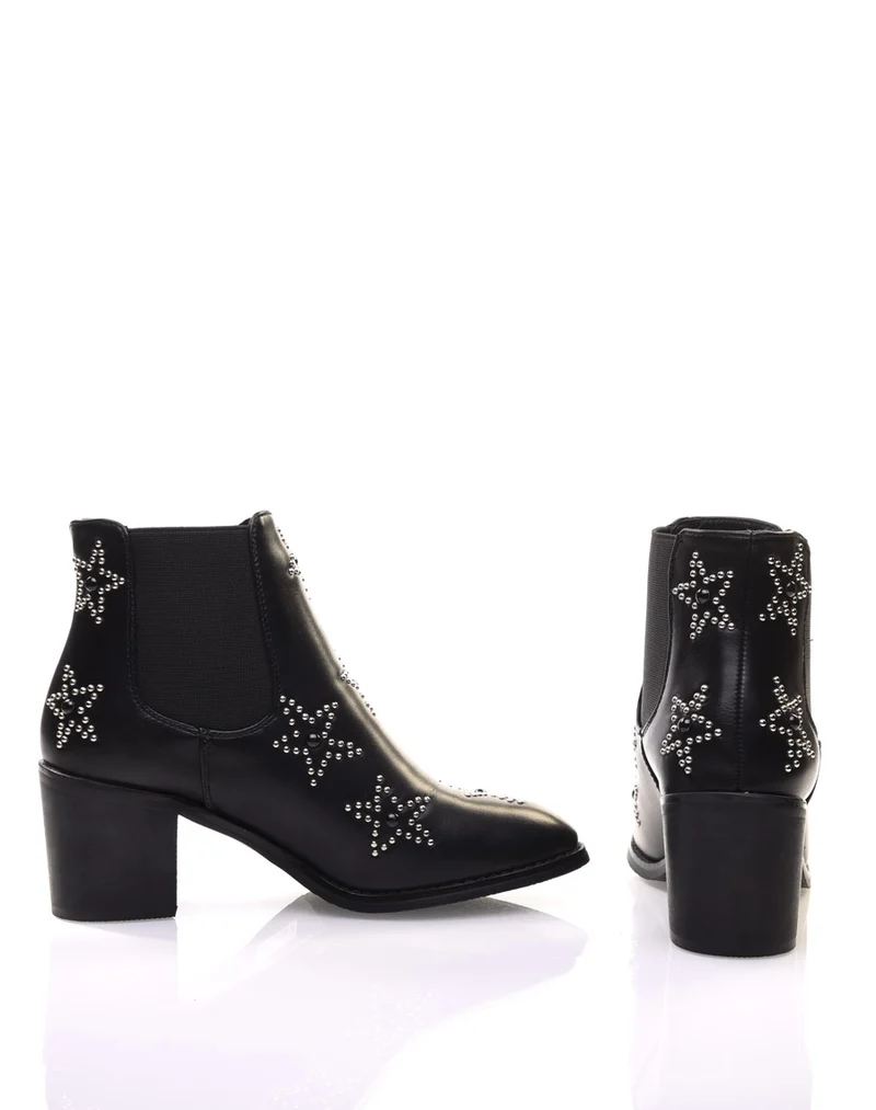 Bottines noires à talons épais
