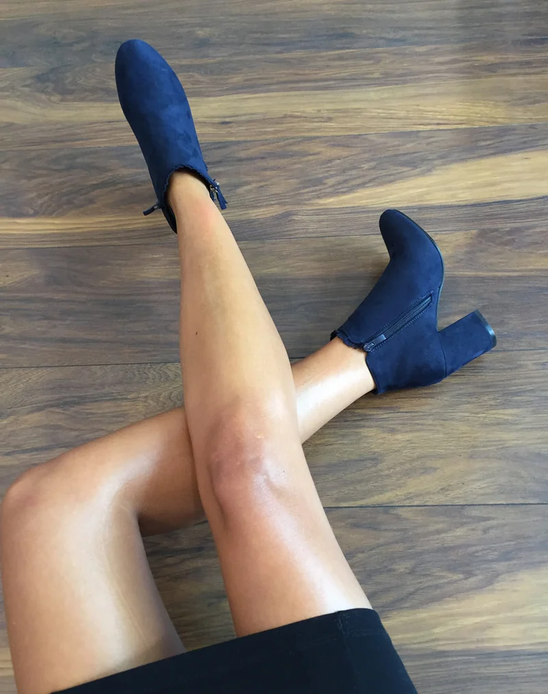 Bottines bleues à petit talon