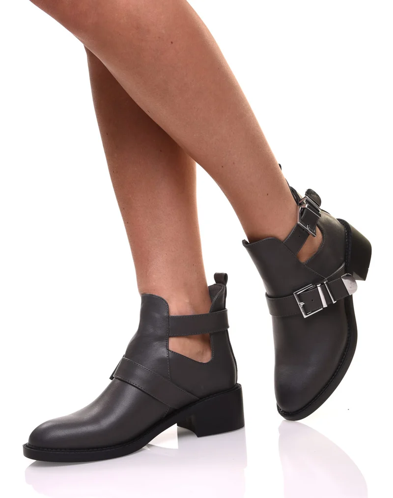 Bottines ajourées grises