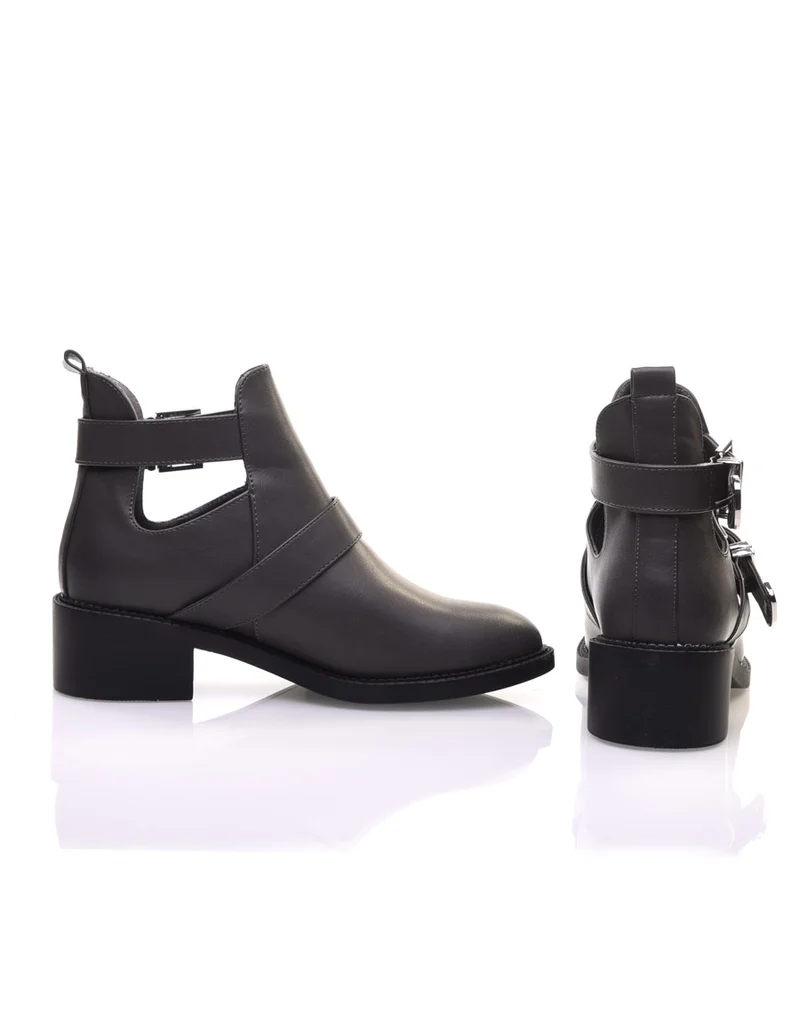 Bottines ajourées grises