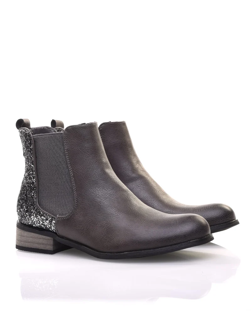 Chelsea boots grises à paillettes
