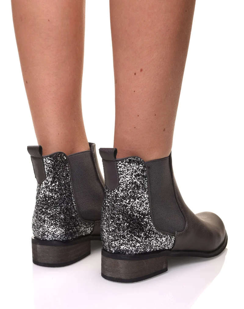 Chelsea boots grises à paillettes