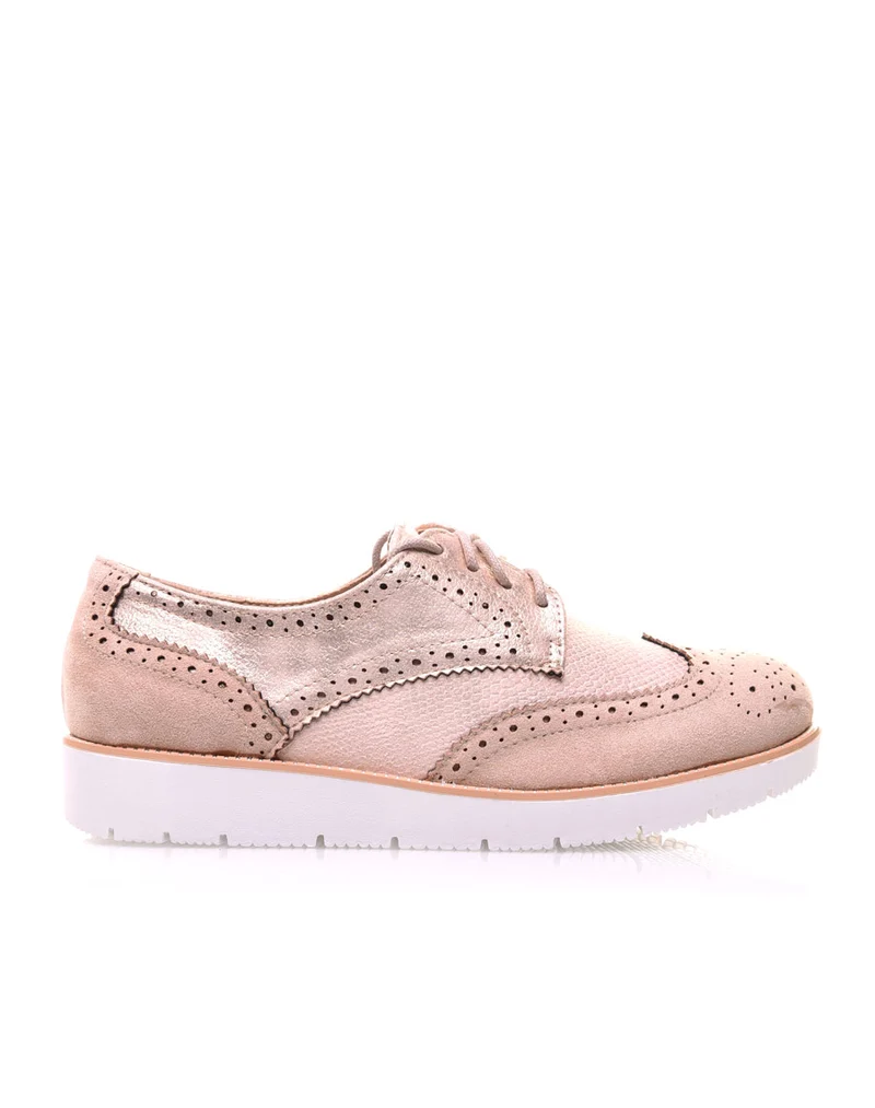 Derbies roses avec semelle épaisse