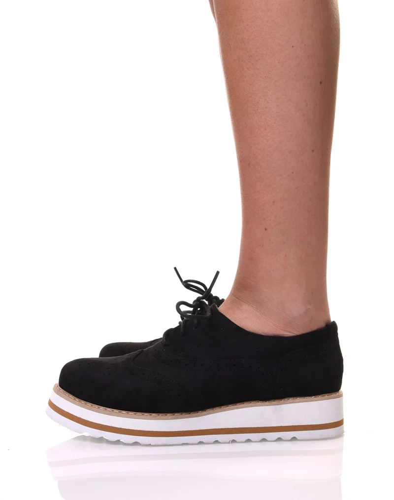 Derbies noirs à semelle compensée