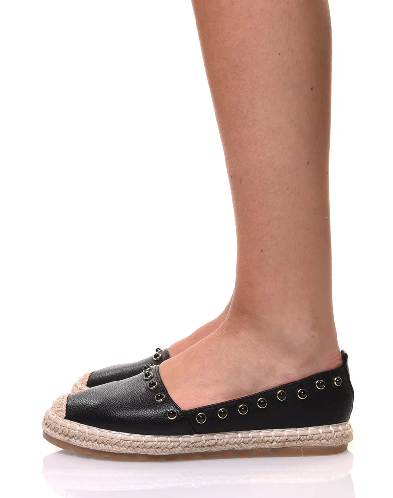 Espadrilles noires ornées de perles