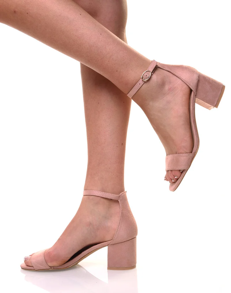 Sandales roses effet suédine