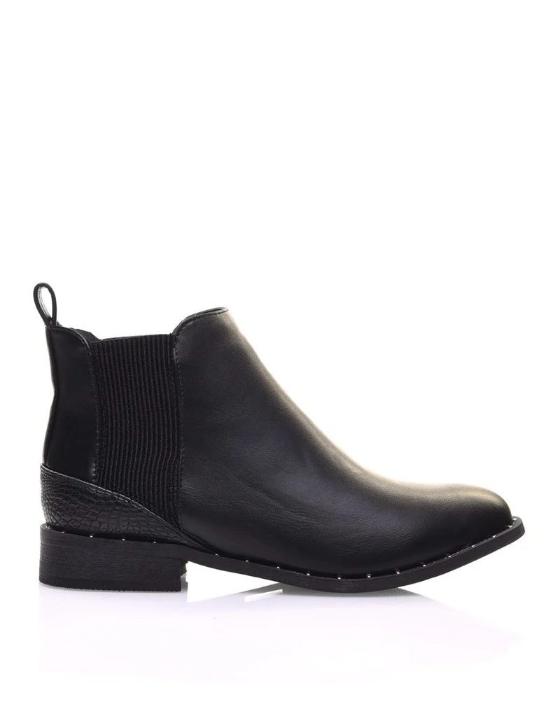 Bottines noires élastiques à empiècements