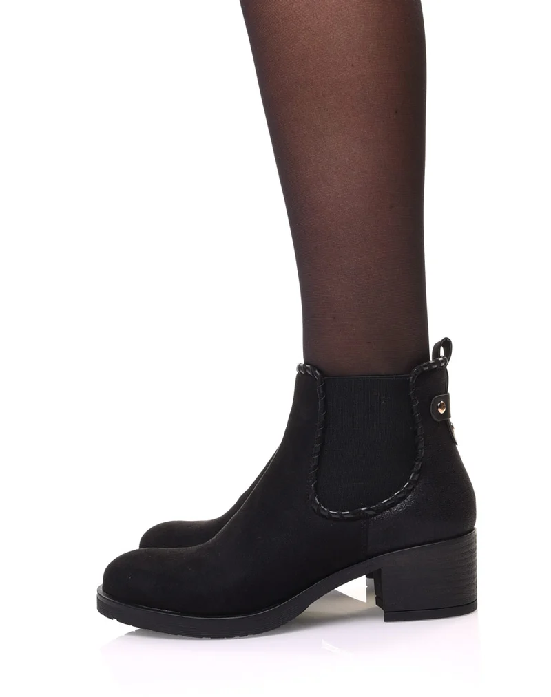 Bottines noires à imprimé écaillé brillant