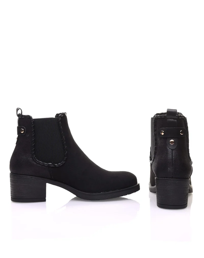 Bottines noires à imprimé écaillé brillant