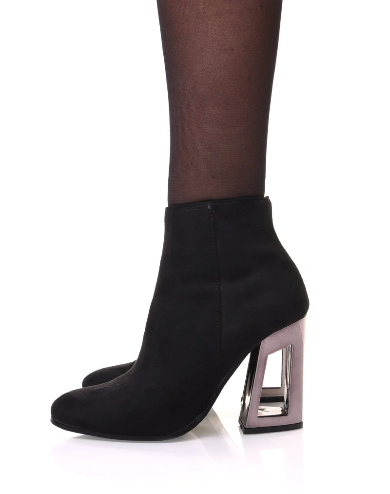 Bottines à talon graphique métallisé