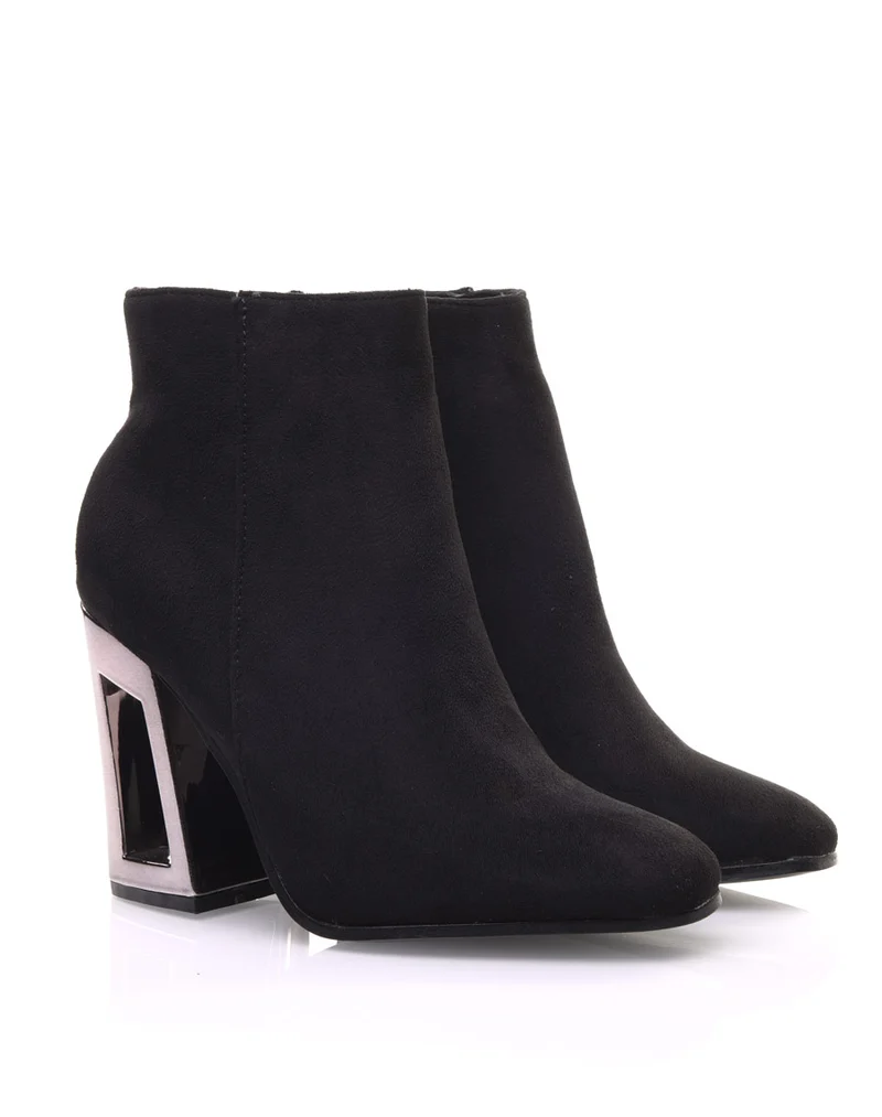 Bottines à talon graphique métallisé